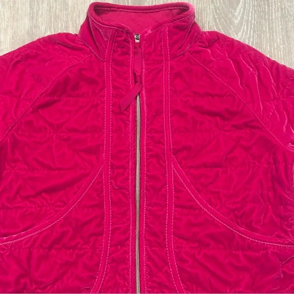 Calia Carrie Underwood Hot Pink Velvet Quilted Full-Zip Pockets Jacket, Medium - Picture 11 of 14